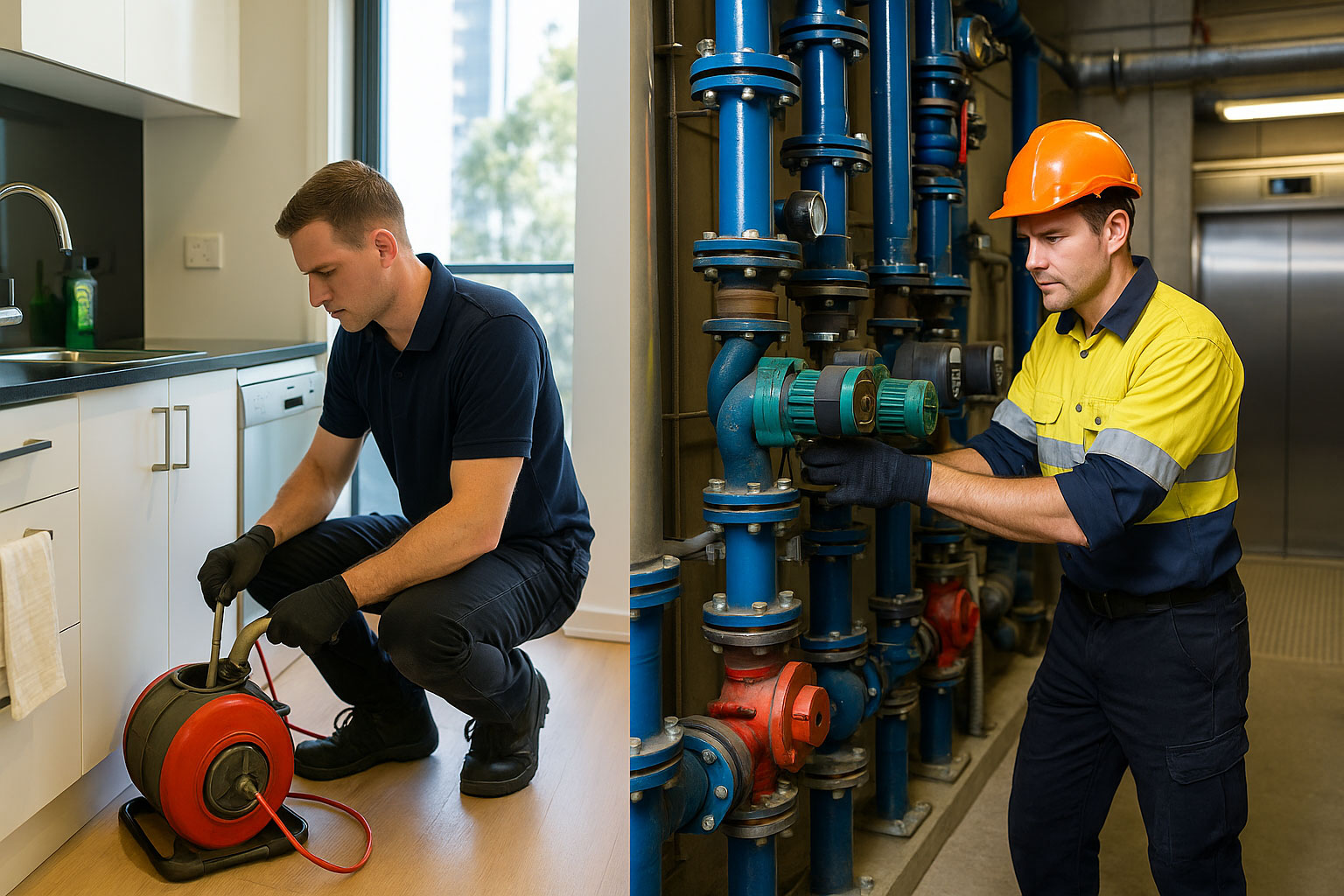 A comparison between commercial and residential plumbing