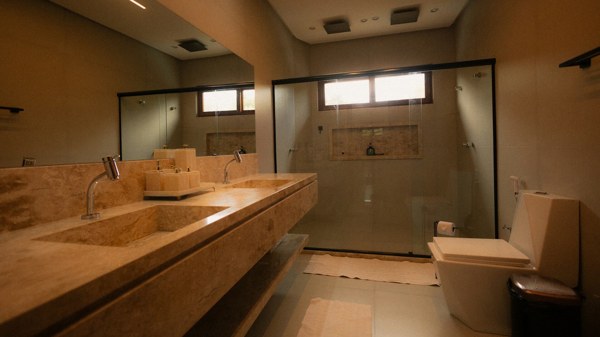 An image of a clean bathroom after plumbing is finished