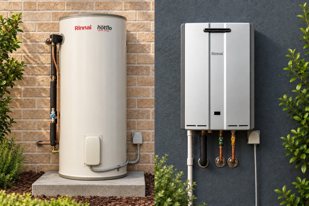 A side-by-side comparison of a traditional storage cylinder and a compact continuous flow unit.